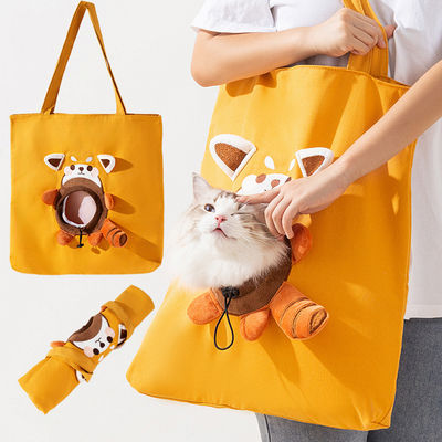 Canvas Cat Carrier Backpack with Peek-a-Boo Window - Adjustable Strap