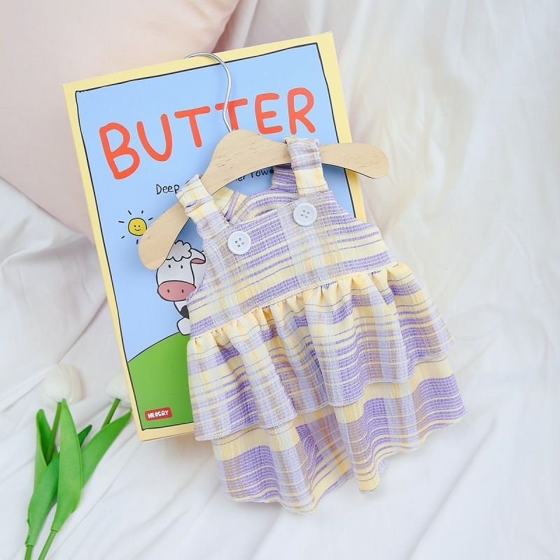 Double Layer Plaid Dog Dress for Poodles and Bichons