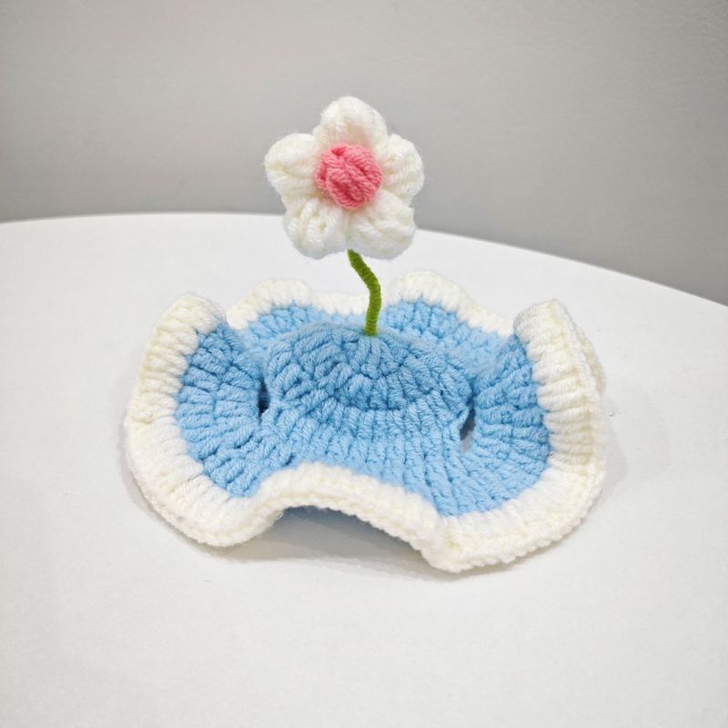 Floral Knit Pet Headband for Cats and Dogs in Multiple Colors